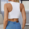 Damen-Rundhalsausschnitt, Racerback-Strick, gerippt, Basic, ärmellose Crop-Tanktops